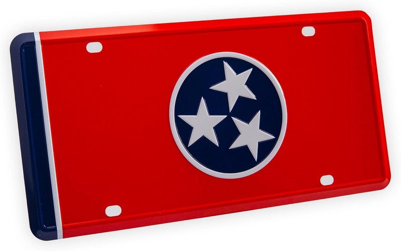 Pickwicks Tennessee State Flag License Plate – Embossed HD Aluminum – Volunteer State Pride – Decorative Car Tag – 6”x12” Novelty Metal Sign - Image 1